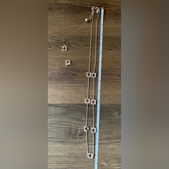 NWOT kate spade Silver Tone Ace Of Spades Hole Punch Earrings & Station Necklace - Picture 8 of 10